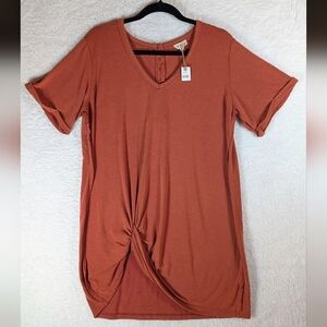 49-POL Terracotta V-Neck Short Sleeve Top
